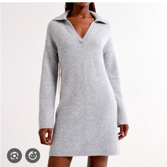 Abercrombie & Fitch Dresses & Skirts - Abercrombie Long Sleeve Collared Sweater Mini Dress Grey Women’s Medium Tall